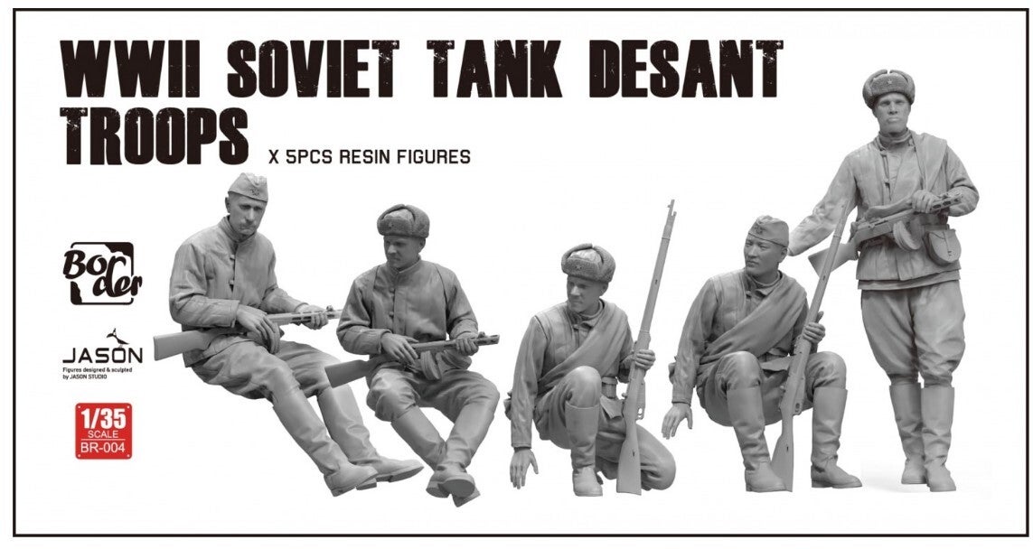 BORDER MODEL : REF : BR 004 : 1/35 : Soviet : Tank Desant Troops (5 Fig. (Resin Figures))
