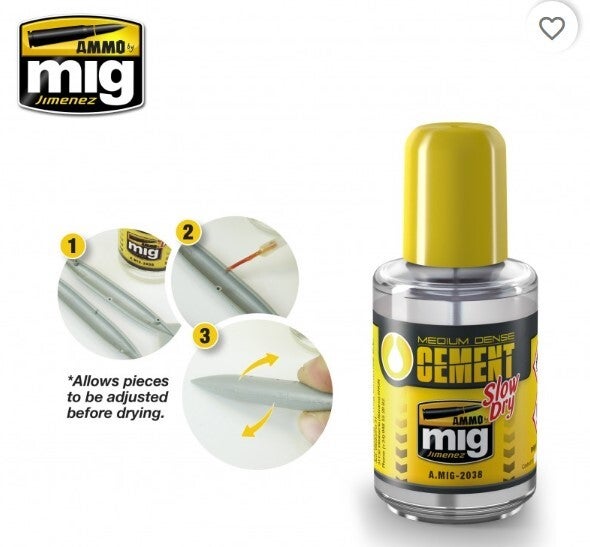 AMMO BY MIG J. : COLLE : REF : A.MIG-2038 : Medium Dense Cement - Slow Dry (Polyester Plastic Glue) (30 ml)