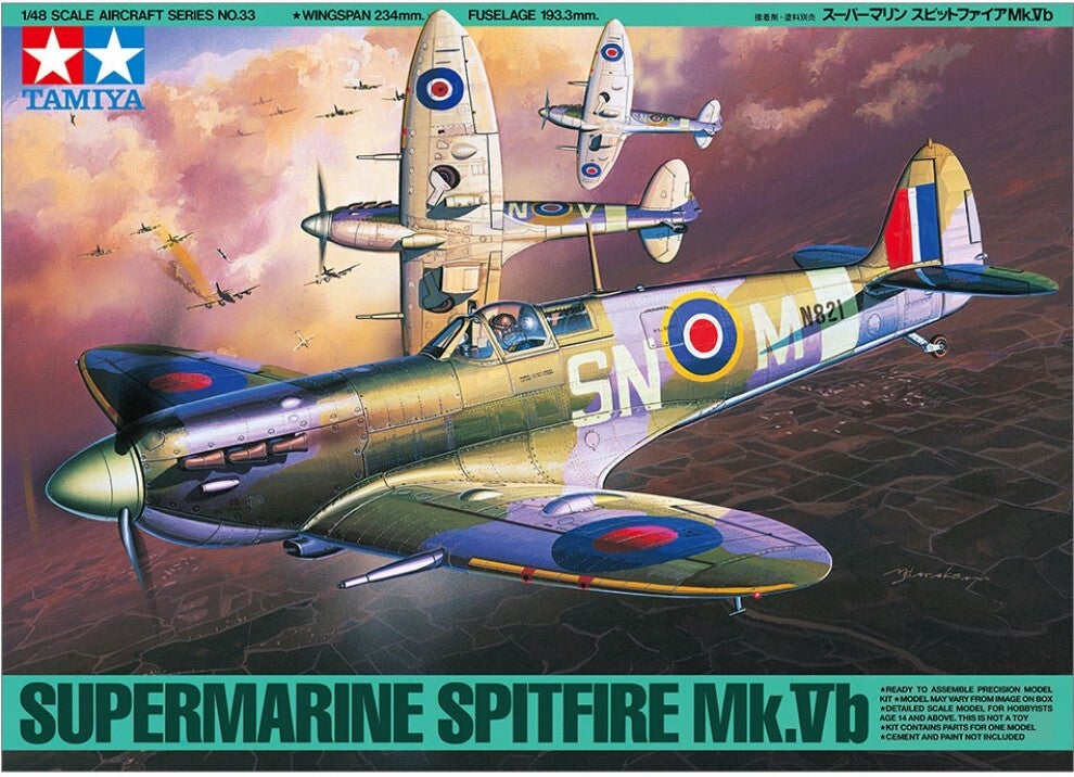 TAMIYA : REF : 61033 : 1:48 : AIRCRAFT SERIES KIT : UK (RAF) : SUPERMARINE SPITFIRE MK.VB