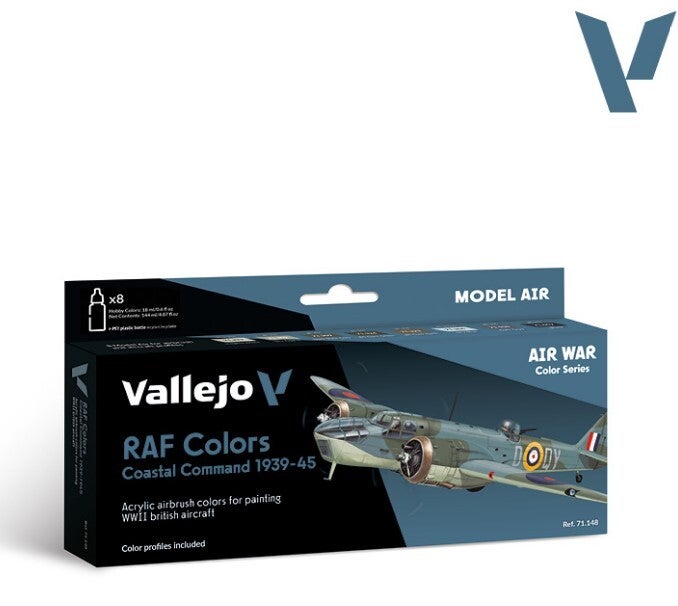 VALLEJO : REF : VAL71148 : MODEL AIR SERIE (AIRBRUSHING) : RAF colors Coastal Command 1939-1945 (8) (PACK Air War Serie)