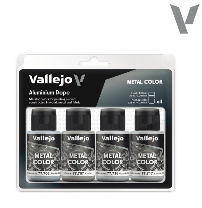VALLEJO : REF : VAL77603 : METAL COLOR SERIE : Aluminium Dope (4) (PACK SET)