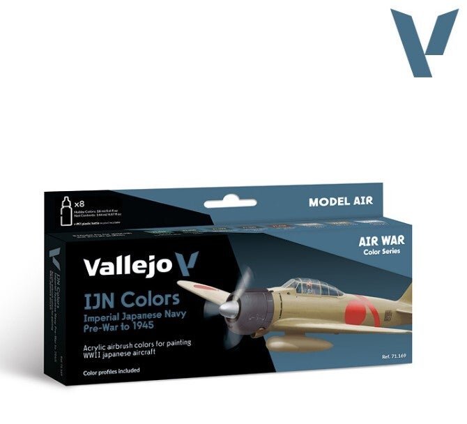 VALLEJO : REF : VAL71169 : MODEL AIR SERIE (AIRBRUSHING) : Imperial Japanese Navy (IJN) Colors Pre-War to 1945 (8) (PACK Air War Serie)