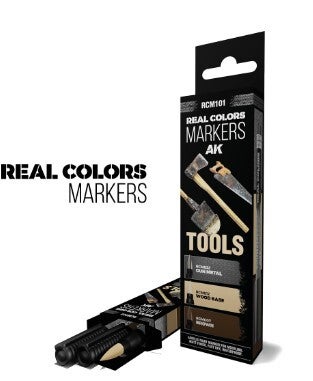 AK INTERACTIVE : REF : RCM101 : RC (REAL COLOR) MARKER SERIE : SET : 3 REAL COLORS MARKERS