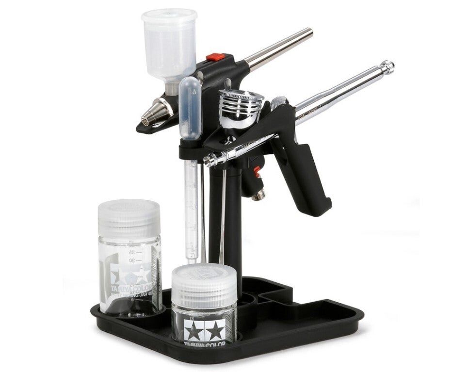 TAMIYA : REF : 74539 : AIRBRUSH ACCESSORY / ACCESSOIRE AEROGRAPHE : Double Spray-Work Airbrush Stand  / Support Aérographe Double