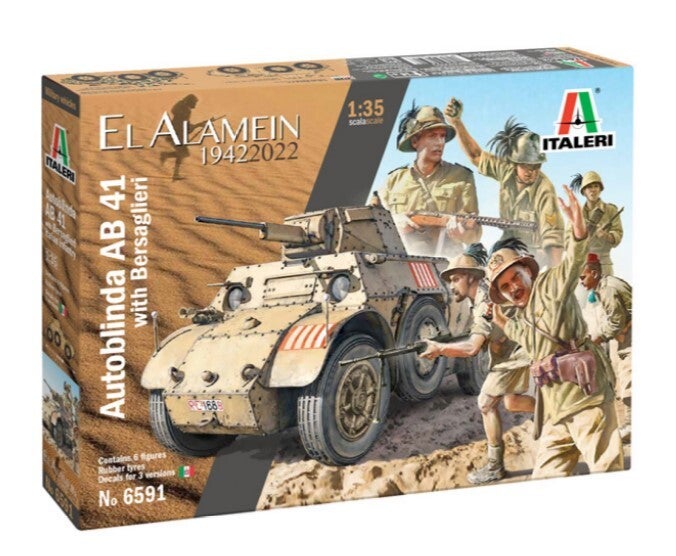 ITALERI : REF : 6591 : 1:35 : ITALY : FIAT : Autoblinda AB 41 (Armored Car / Automitrailleuse) ("El Alamein 1942-2022") (6.Fig (Bersaglieri))
