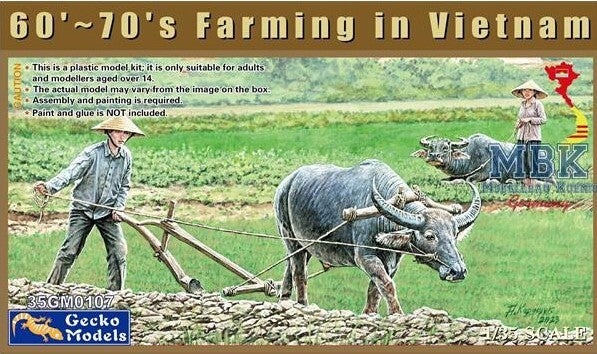 GECKO MODELS : REF : 35GM0107 : 1:35 : 60's-70's Farming in Vietnam (2 Fig + 2 Animals) (VIETNAM ERA WAR)