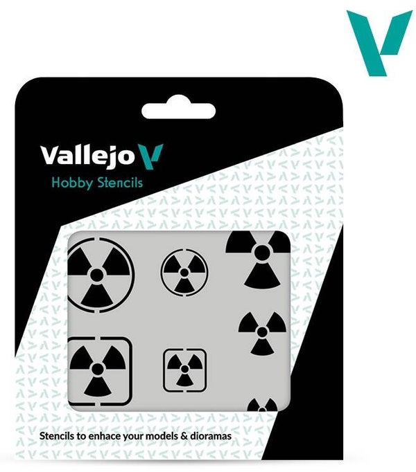 VALLEJO : REF : ST-SF005 : No Scale : FOR DIORAMA : STENCIL / POCHOIR : Radioactivity Signs
