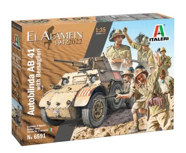 ITALERI : REF : 6591 : 1:35 : ITALY : FIAT : Autoblinda AB 41 (Armored Car / Automitrailleuse) ("El Alamein 1942-2022") (6.Fig (Bersaglieri))