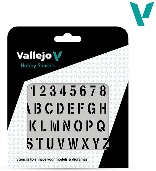 VALLEJO : REF : ST-LET002 : 1:35 : FOR DIORAMA : STENCIL / POCHOIR : Stamp Font