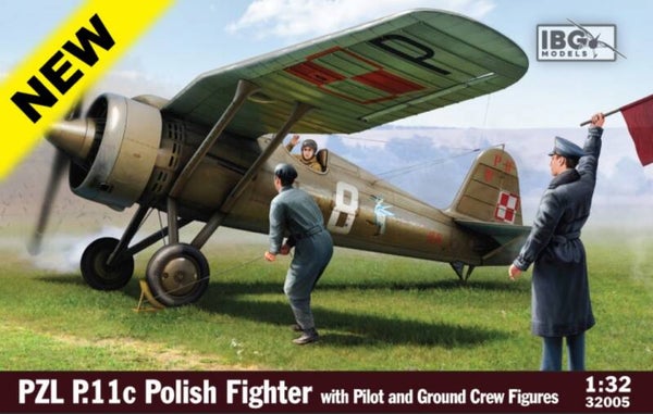 IBG MODELS : REF : IBG32005 : 1:32 : Poland : PZL P.11c Fighter (with Pilot and Ground Crew Figures)