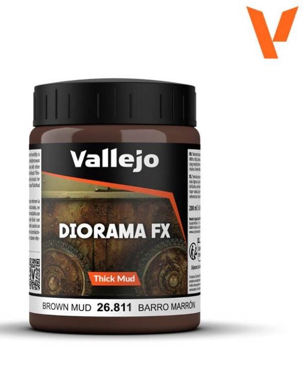 VALLEJO : REF : 26811 : DIORAMA EFFECTS : FX SERIE : THICK MUD TEXTURES : Brown Mud (200 ml)