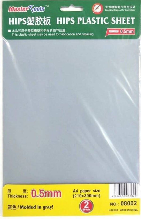 MASTER TOOLS (Trumpeter) : REF : 08002 : TOOL / OUTILLAGE : PLASTIC SHEET (HIPS) : 0,5 MM Plastic Sheet (210 mm x 300 mm) (A4) (2 Pieces)