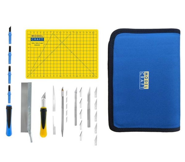 SHESTO (MODELCRAFT) : REF : PTK1026 : TOOLS SET / SET D'OUTILS : Precision Knife & Chisel Set / Ensemble de Couteaux et Ciseaux de Précision