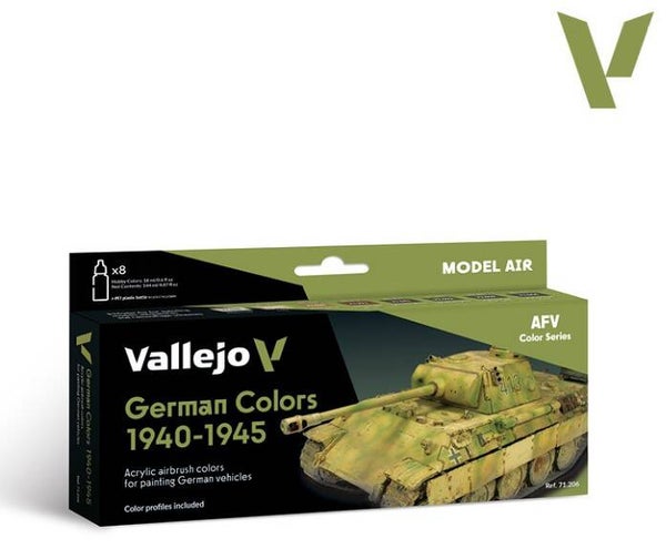 VALLEJO : REF : 71206 : MODEL AIR SERIE (AIRBRUSHING) : German Colors 1940-1945 (8) (AFV Colors Serie)