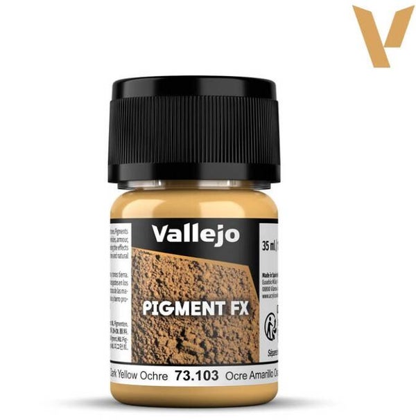 VALLEJO : REF : 73103 : PIGMENT : FX SERIE : Dark Yellow Ocre / Ocre Jaune Foncé (35 ML)