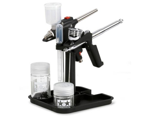TAMIYA : REF : 74539 : AIRBRUSH ACCESSORY / ACCESSOIRE AEROGRAPHE : Double Spray-Work Airbrush Stand  / Support Aérographe Double