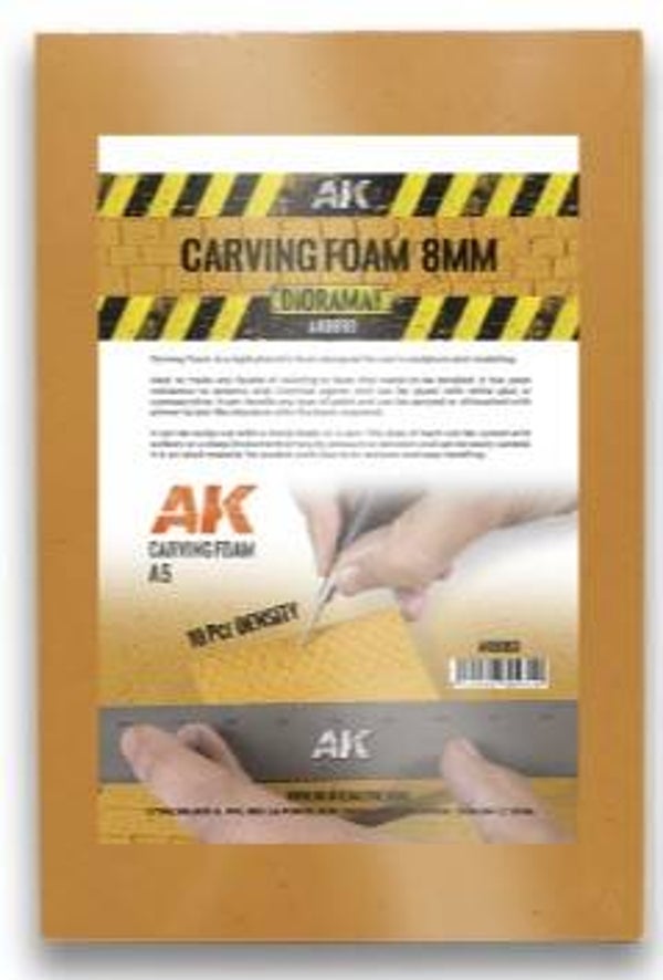 AK INTERACTIVE : REF : AK8093 : TOOL / OUTILLAGE : CARVING FOAM / MOUSSE DE SCULPTURE (8MM A5 SIZE (228 x 152 MM))