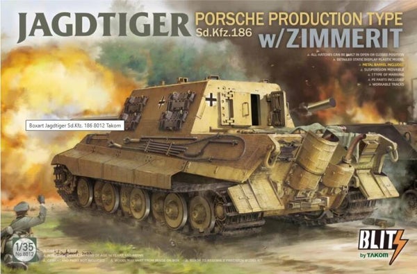 TAKOM : REF : 8012 : 1:35 : German : Jagdtiger Sd.Kfz. 186 (Porsche Production Type with Zimmerit) (BLITZ SERIE)