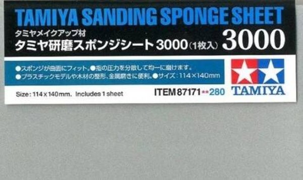 TAMIYA : REF : 87171 : TOOL / OUTILLAGE : Sanding Sponge Sheet P3000 / Feuille d'Eponge Abrasive P3000