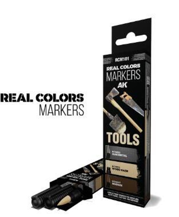 AK INTERACTIVE : REF : RCM101 : RC (REAL COLOR) MARKER SERIE : SET : 3 REAL COLORS MARKERS