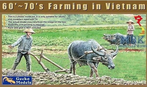 GECKO MODELS : REF : 35GM0107 : 1:35 : 60's-70's Farming in Vietnam (2 Fig + 2 Animals) (VIETNAM ERA WAR)