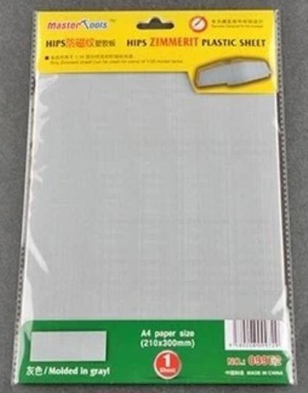 MASTER TOOLS (Trumpeter) : REF : 09972 : TOOL / OUTILLAGE : PLASTIC SHEET (HIPS) : ZIMMERIT Plastic Sheet, Molded in Gray (For Scale : 1:35)