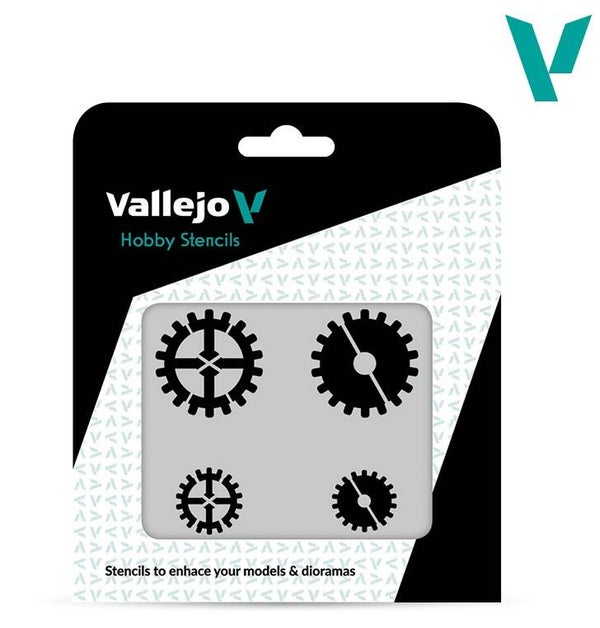 VALLEJO : REF : ST-SF001 : No Scale : FOR DIORAMA : STENCIL / POCHOIR : Gear Markings