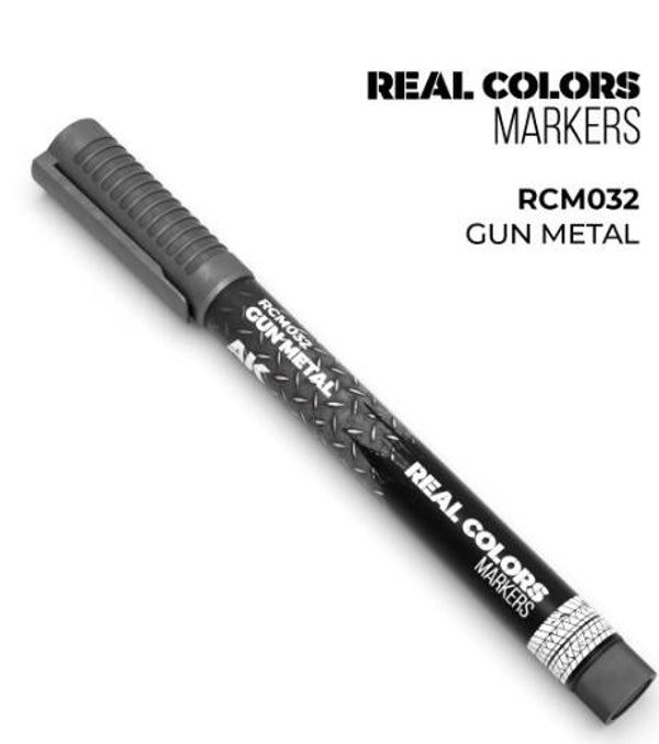 AK INTERACTIVE : REF : RCM032 : RC (REAL COLOR) MARKER SERIE : GUN METAL (GRIS ARME METALLIQUE)