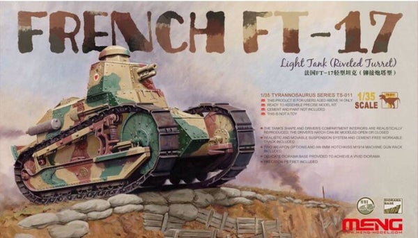 MENG MODEL : REF : TS-011 : 1:35 : FRANCE : RENAULT : FT-17 Light Tank (Riveted Turret) (WWI)