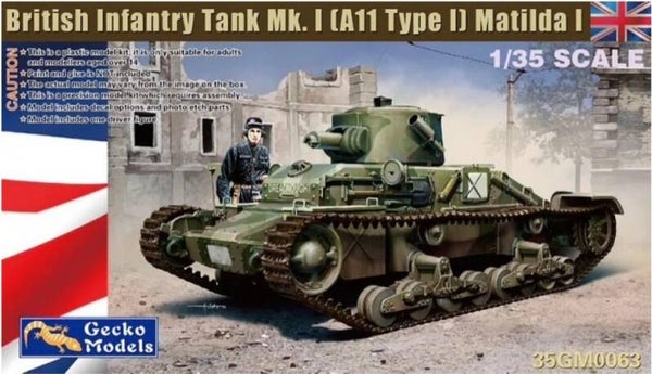GECKO MODELS : REF : 35GM0063 : 1:35 : UK : British Infantry Tank Mk. I (A11 Type I) Matilda I