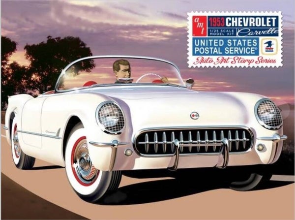 AMT : REF : AMT 1244 : 1:25 : US : CHEVROLET : Corvette (1959) ("USPS Stamp Series") (METAL TIN BOX)