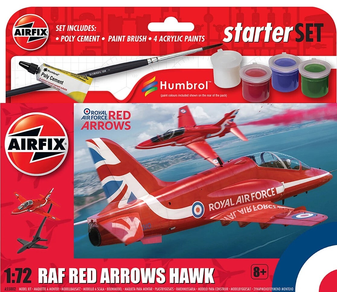 AIRFIX : REF A55002 : SCALE : 1:72 : STARTER KIT BEGINNER / DEBUTANT : Red Arrows Hawk