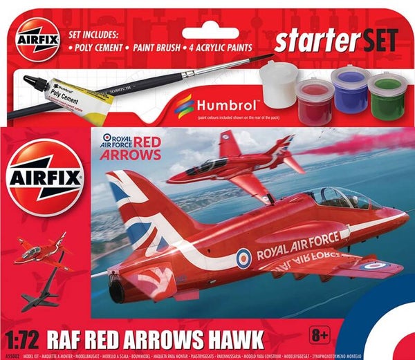 AIRFIX : REF A55002 : SCALE : 1:72 : STARTER KIT BEGINNER / DEBUTANT : Red Arrows Hawk
