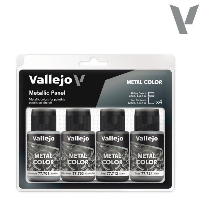 VALLEJO : REF : VAL77601 : METAL COLOR SERIE : Metallic Panel (4) (PACK SET)