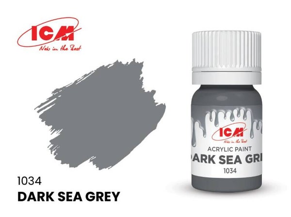 ICM : ACRYLIC PAINT : REF : 1034 : BASIC COLOR : Dark Sea Grey / Gris Foncé de la Mer (12 ml)