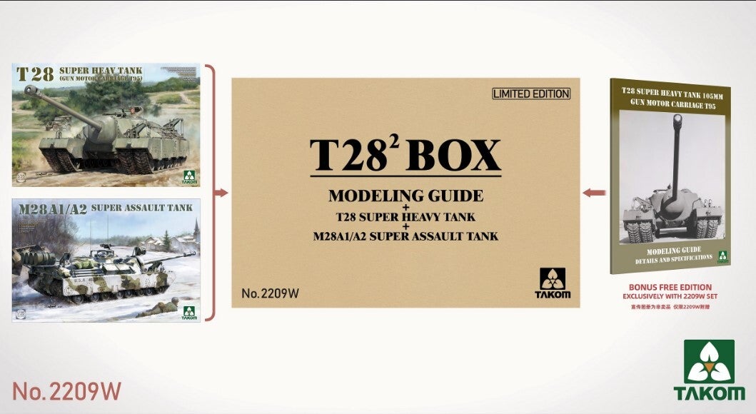 TAKOM : REF : 2209W : 1/35 : US : T-28² Box - T-28 + M28A1/A2 + Modelling Guide (August 1945)