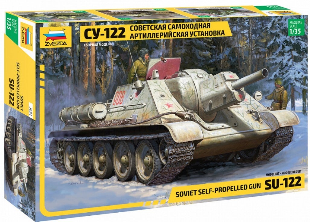 ZVEZDA : REF : 3691 : 1:35 : Soviet Self-Propelled Gun Su-122 (Obusier)