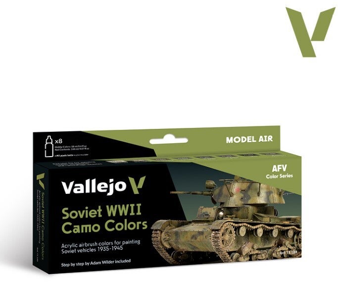 VALLEJO : REF : 71188 : MODEL AIR SERIE (AIRBRUSHING) : Soviet WWII Camo Colors (8) (AFV Color Serie)