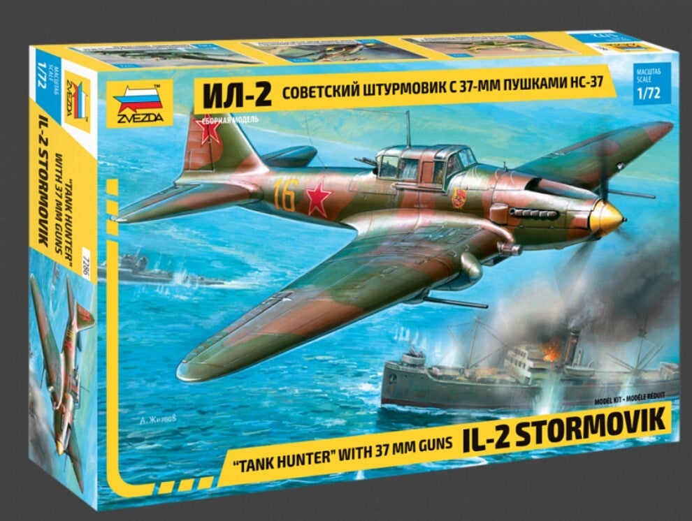ZVEZDA : REF : 7286 : 1:72 : RUSSIAN (SOVIET) : ILIOUCHINE : Il-2 Stormovik with 37-mm guns (Armored Attack Aircraft)