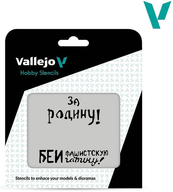 VALLEJO : REF : ST-AFV005 : 1:35 : FOR DIORAMA : STENCIL / POCHOIR : Soviet Slogans WWII : N. 2