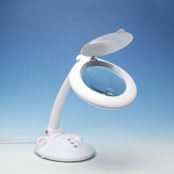 SHESTO : (LIGHTCRAFT) : REF : LC8098LED : MATERIAL : LAMP : Lightcraft LED Magnifier Table Lamp with Organiser Base (Lampe Loupe de Table LED avec Base Organiseur)