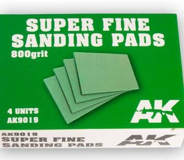 AK INTERACTIVE : REF : AK9019 : TOOL / OUTILLAGE : Super Fine Sanding Pads / (Eponge Abrasive de Haute Qualité) (800 grit.) (4 Units)