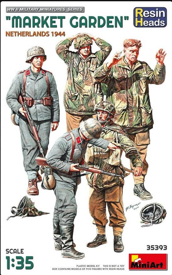 MINIART : REF : MINIART 35393 : 1:35 : German & British Soldiers : "Market Garden" (Netherlands 1944) (Resin Heads) (5 Fig.) (SPECIAL EDITION)