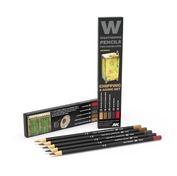 AK INTERACTIVE : REF : AK10042 : WATERCOLOR PENCIL : SET CHIPPING & AGING SET