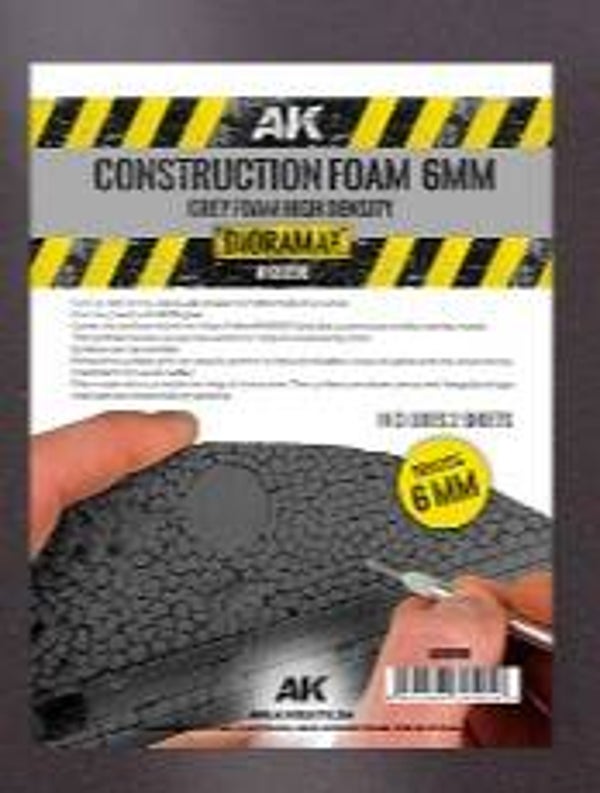 AK INTERACTIVE : REF : AK8096 : TOOL / OUTILLAGE : CONSTRUCTION FOAM 6MM : BLUE FOAM (195 x 295 MM (2 SHEETS))