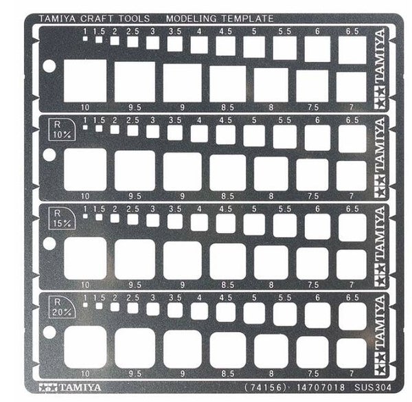 TAMIYA : REF : 74156 : TOOL / OUTILLAGE : MODELING TEMPLATE (SQUARE, 1-10MM)) (GABARIT CARRE)