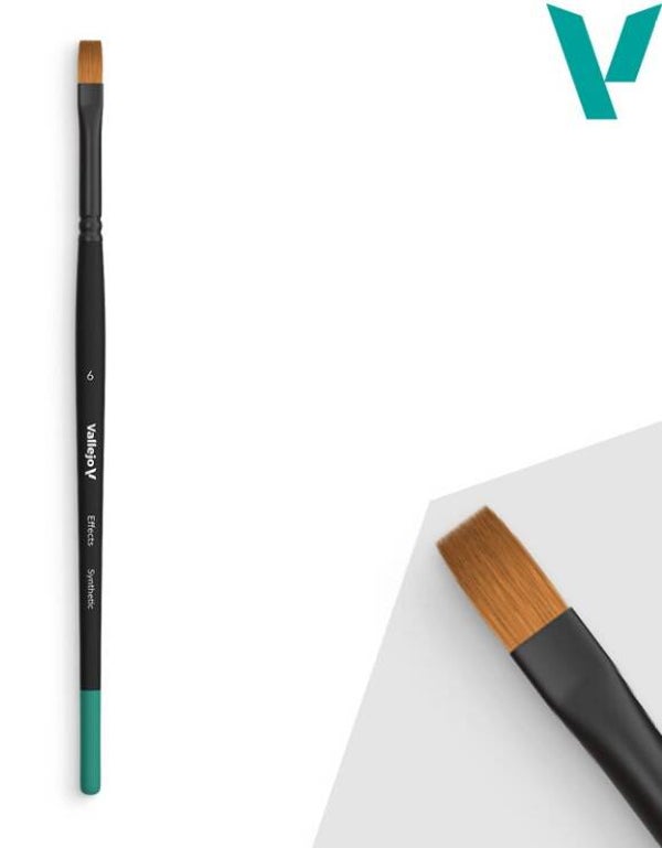 VALLEJO : BRUSH : REF : VALB04006 : EFFECTS : Flat Rectangular Synthetic Brush No. 6