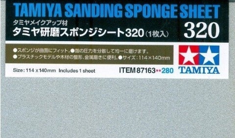 TAMIYA : REF : 87163 : TOOL / OUTILLAGE : Sanding Sponge Sheet P320 / Feuille d'Eponge Abrasive P320