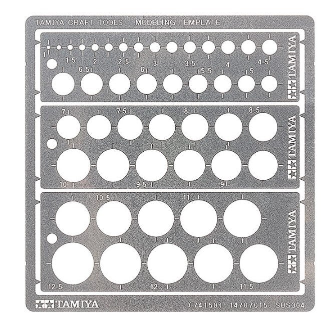 TAMIYA : REF : 74150 : TOOL / OUTILLAGE : MODELING TEMPLATE (ROUND, 1-12.5mm) (GABARIT ROND)