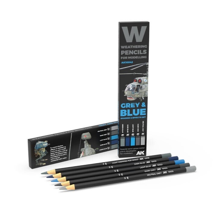AK INTERACTIVE : REF : AK10043 : WATERCOLOR PENCIL : GREY AND BLUE : SHADING & EFFECTS SET
